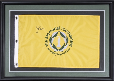 Jack Nicklaus Signed Memorial Tournament Framed Pin Flag (JSA)